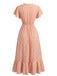 Robe Sirène Col V à Petites Fleurs Orange Années 40