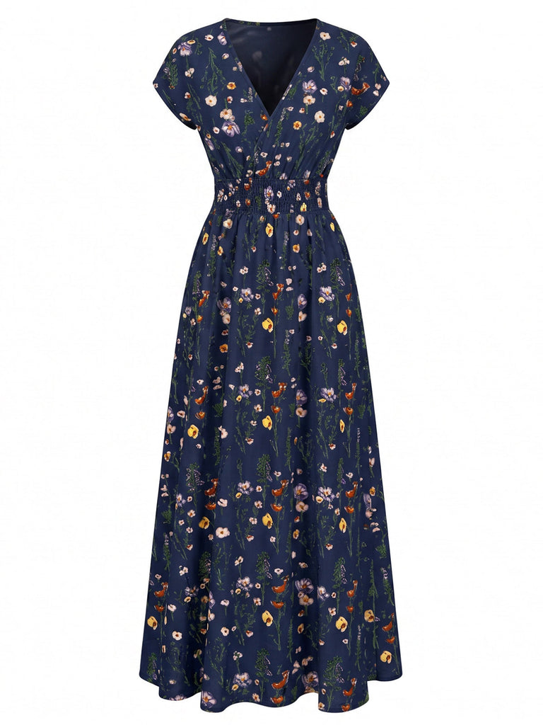 Robe Trapèze Florale à Volants Col Marin années '60 4
