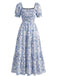 Robe Florale Col Carré Froissé Années 1940 4