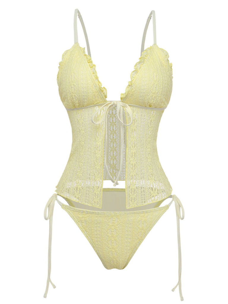 1940s-Lace-Knit-Double-Layer-Fabric-Bikini