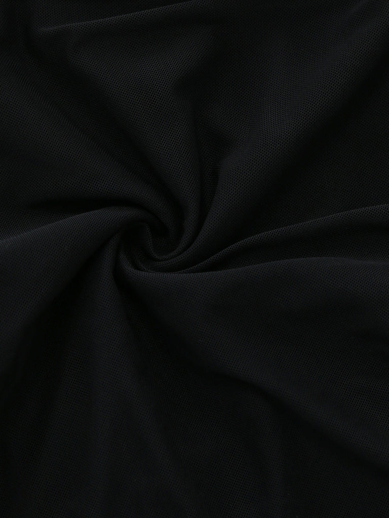 Maillot de Bain Une Pièce Zèbre Filet Imprimé Noir et Blanc Années 1940 5