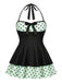 Robe de Bain Dos-Nu Patchwork à Pois Noire Années 1940