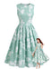 Robe Plissée Sans Manches à Ligne A Floral Années 40