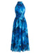 Robe Sans Manches Floral Tie-Dye Années 40