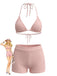 Ensemble Bikini Texturé Halter Uni Triangle Années 1940