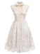 [Prévente] Robe vintage patchwork papillon blanc des années 1950 Cocktail Chic