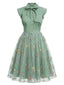 [Prévente] Robe vintage verte à patchwork floral années 1950