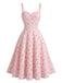 Coton Jacquard Bretelles Spaghetti Évasée Robe Années 1950