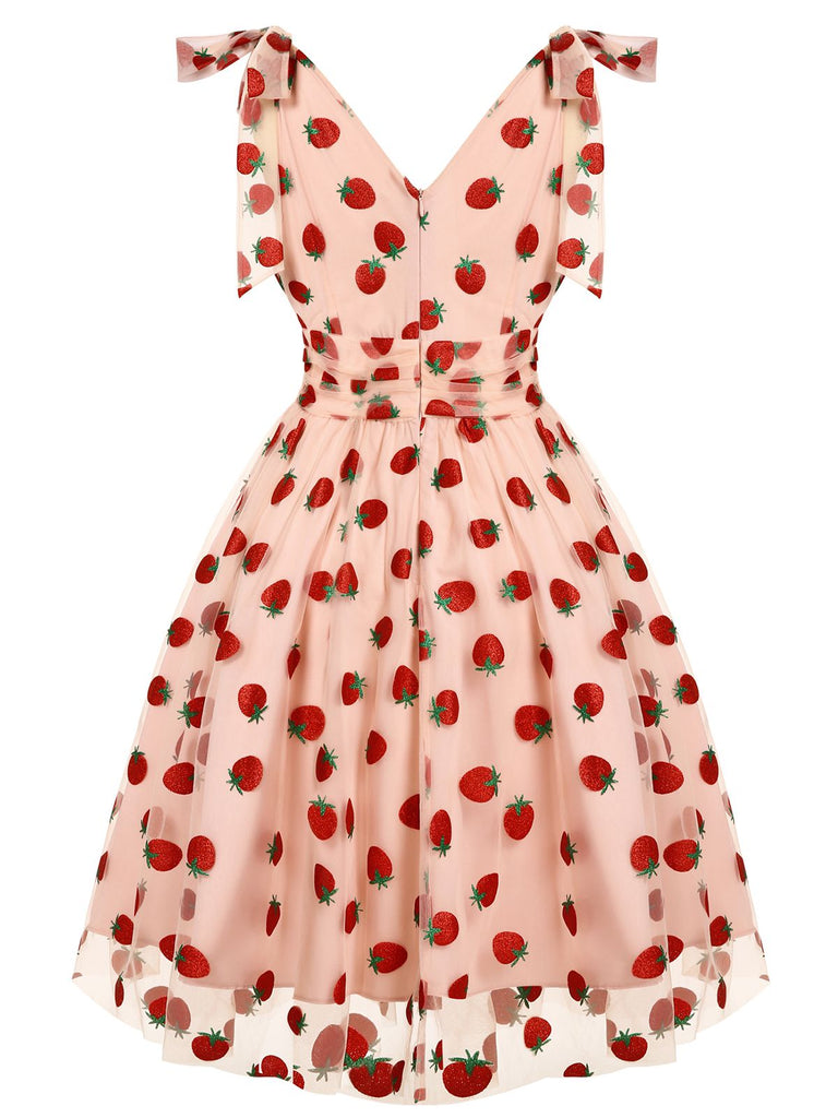[Prévente] Robe Évasé Filet Marguerite Beige Années 1950 4