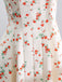 Robe Col Cœur à Bretelles Nouées Petites Fleurs Beige Années 1950