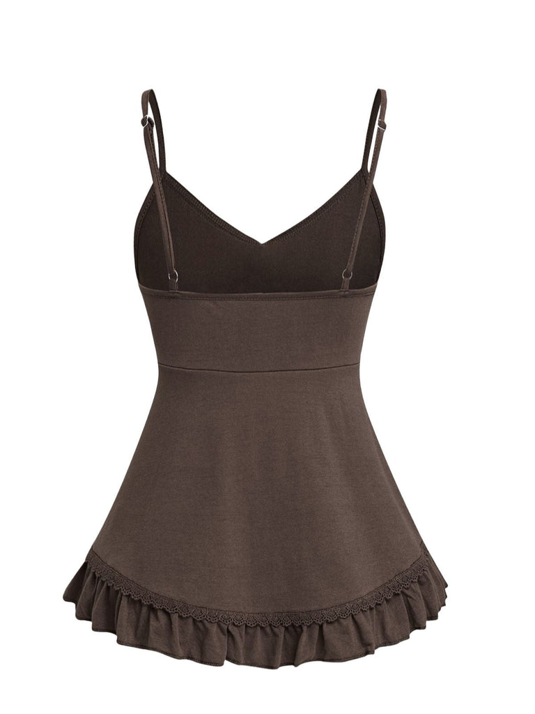 Top Cami Brodé Floral avec Dentelle Années 50
