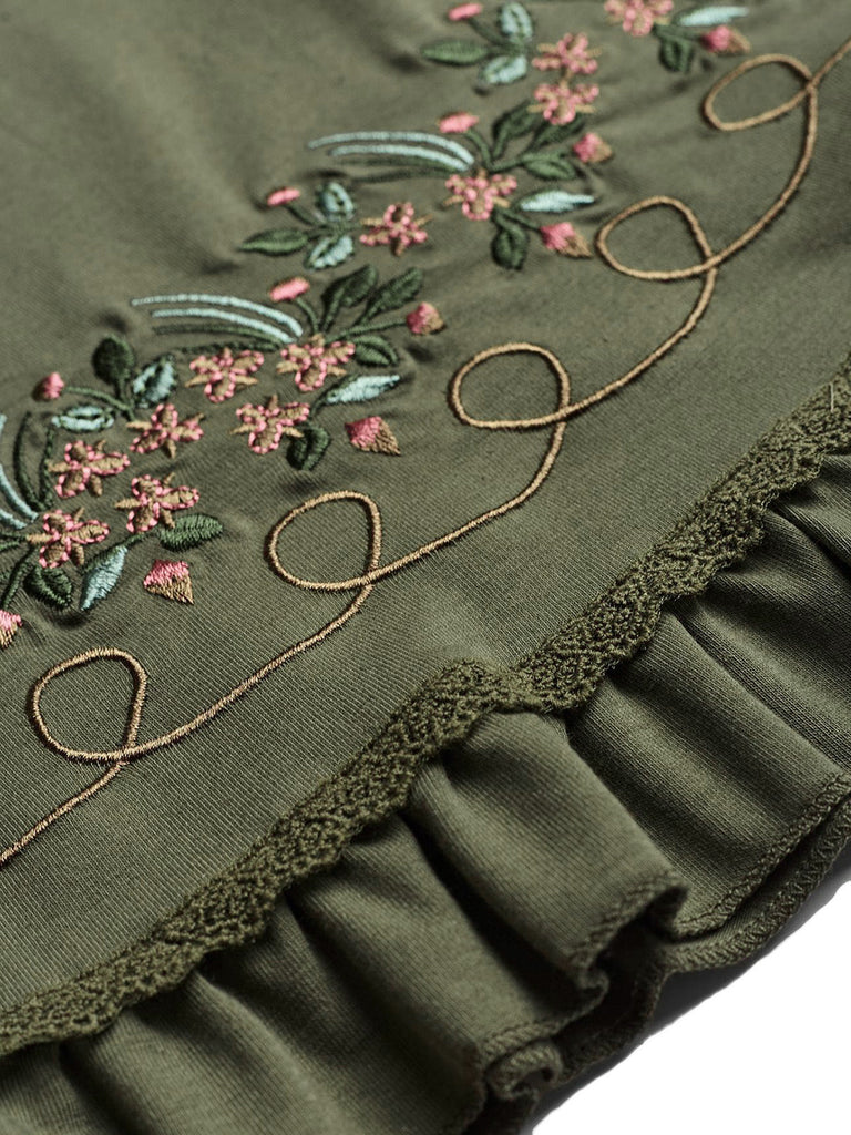 Top Cami Brodé Floral avec Dentelle Années 50