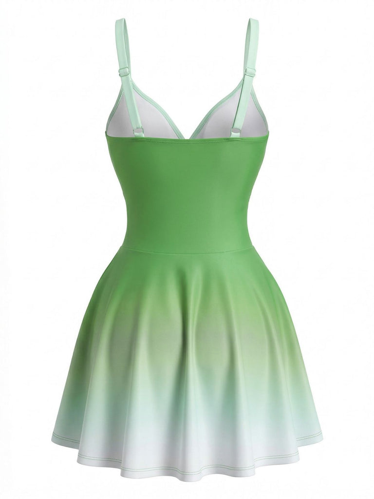 Robe de Bain Une Pièce Torsadée Dégradé Effet Miroir Années 1940 3