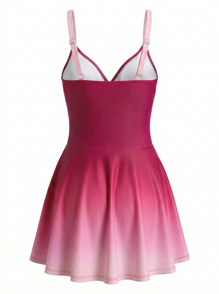 Robe de Bain Une Pièce Torsadée Dégradé Effet Miroir Années 1940 7
