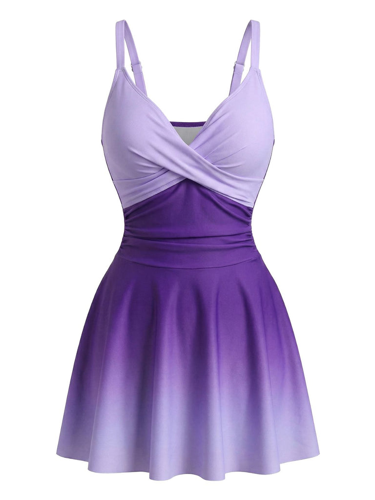 Robe de Bain Une Pièce Torsadée Dégradé Effet Miroir Années 1940 8