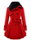 Manteau en hiver cintré à col en fourrure de Noël Chic