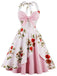 [Prévente] Robe Évasée Halter Florale Bleu Ciel Années 1950 2