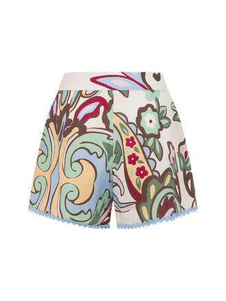 Deux Pièces Florale Botanique Imprimé Bustier Haut & Short Années 1950 2
