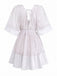 Uni Dentelle Patchwork Chauve-Souris Sleeve Col en V Robe Années 1970 10