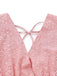 Uni Dentelle Patchwork Chauve-Souris Sleeve Col en V Robe Années 1970 5