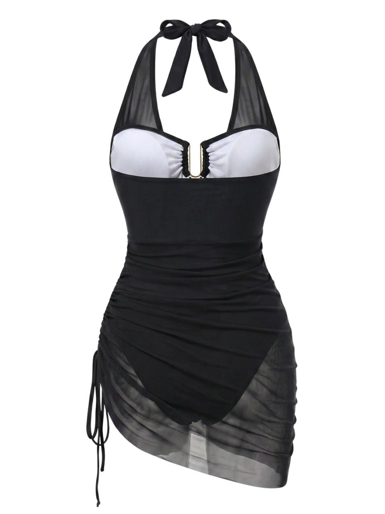 Maillot de Bain Une Pièce Filet Halter Années 1950 7