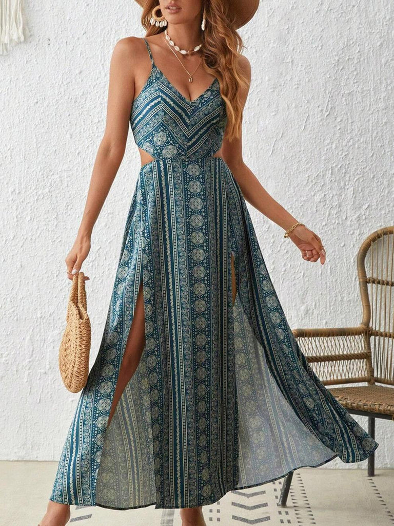 Robe Maxi à Bretelles Fines Style Boho Années 70