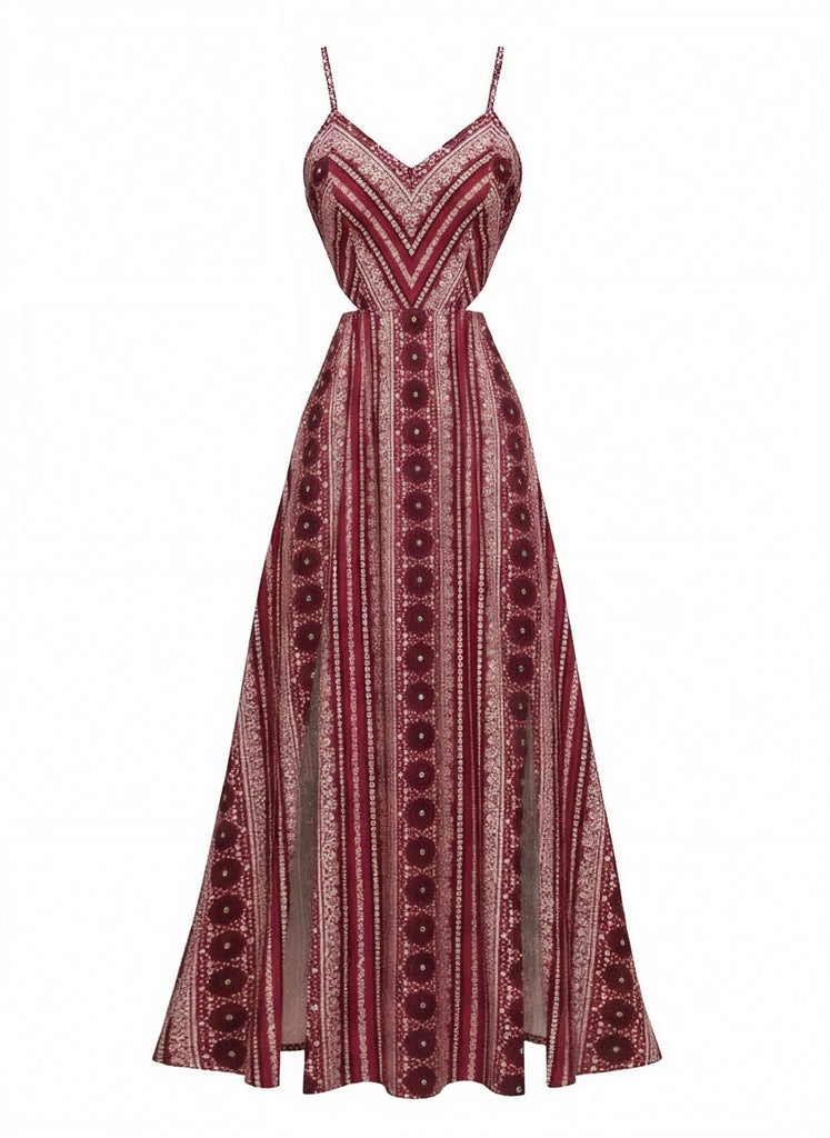 Robe Maxi à Bretelles Fines Style Boho Années 70