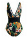 Tropical Léopard Boucle Col en V Une Pièce Maillot de Bain Années 1950 3
