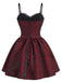 Robe gothique en jacquard à pierres précieuses, roses et dentelle années 1950 - 2