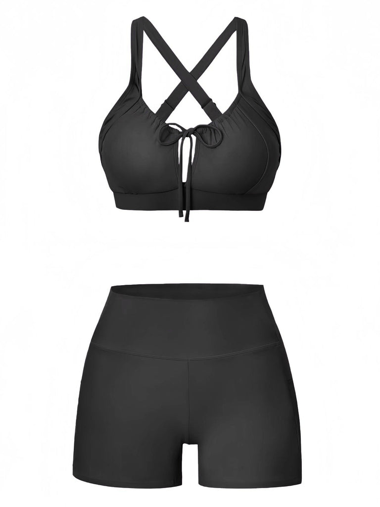 Ensemble Bikini Froncé Uni Années 1950 3