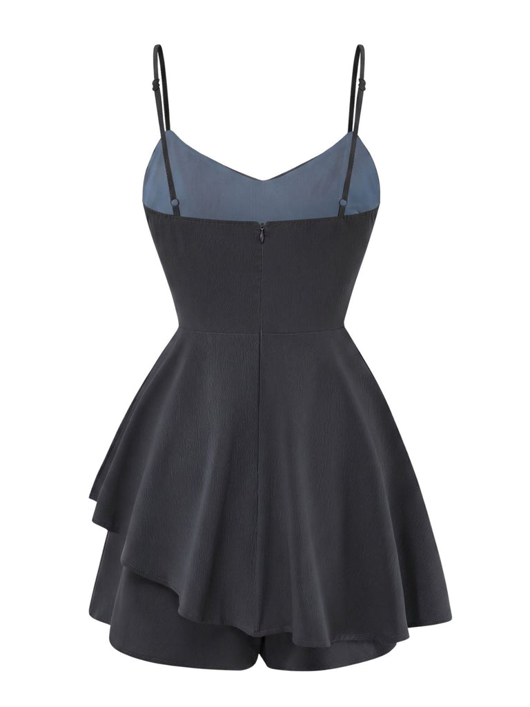 Uni Irrégulier Ourlet Bretelles Spaghetti Combishort Années 1950 9