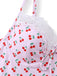 Maillot de Bain Une Pièce Bordure Dentelle Imprimé Cerises Rose Années 1940