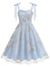 Noué-Bride Florale Brodée Tulle Robe Années 1950 11