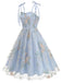Noué-Bride Florale Brodée Tulle Robe Années 1950 12