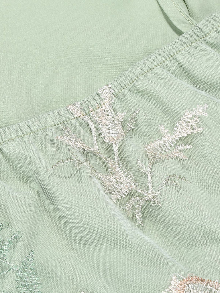 Noué-Bride Florale Brodée Tulle Robe Années 1950 22