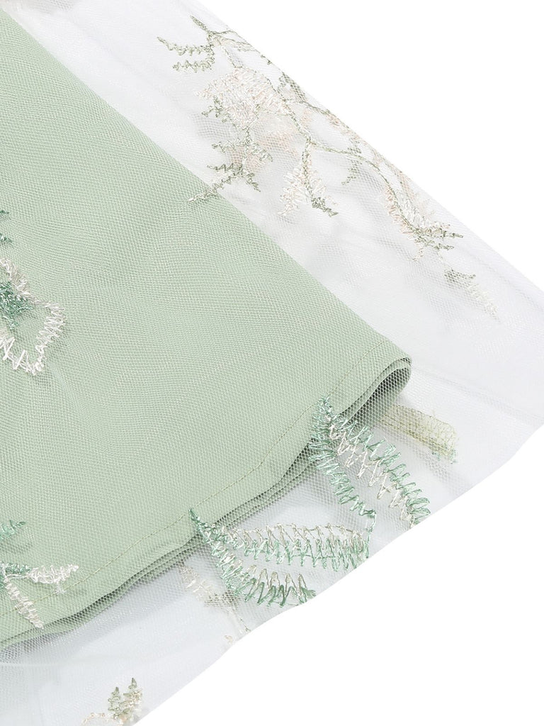 Noué-Bride Florale Brodée Tulle Robe Années 1950 27