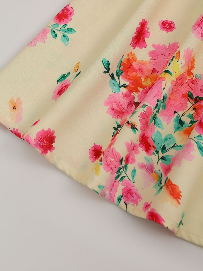 Robe Évasée Imprimée Fraises Col Claudine avec Ceinture années '50 6