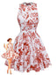 Robe Évasée Dos Nu Imprimé Floral Années 1960