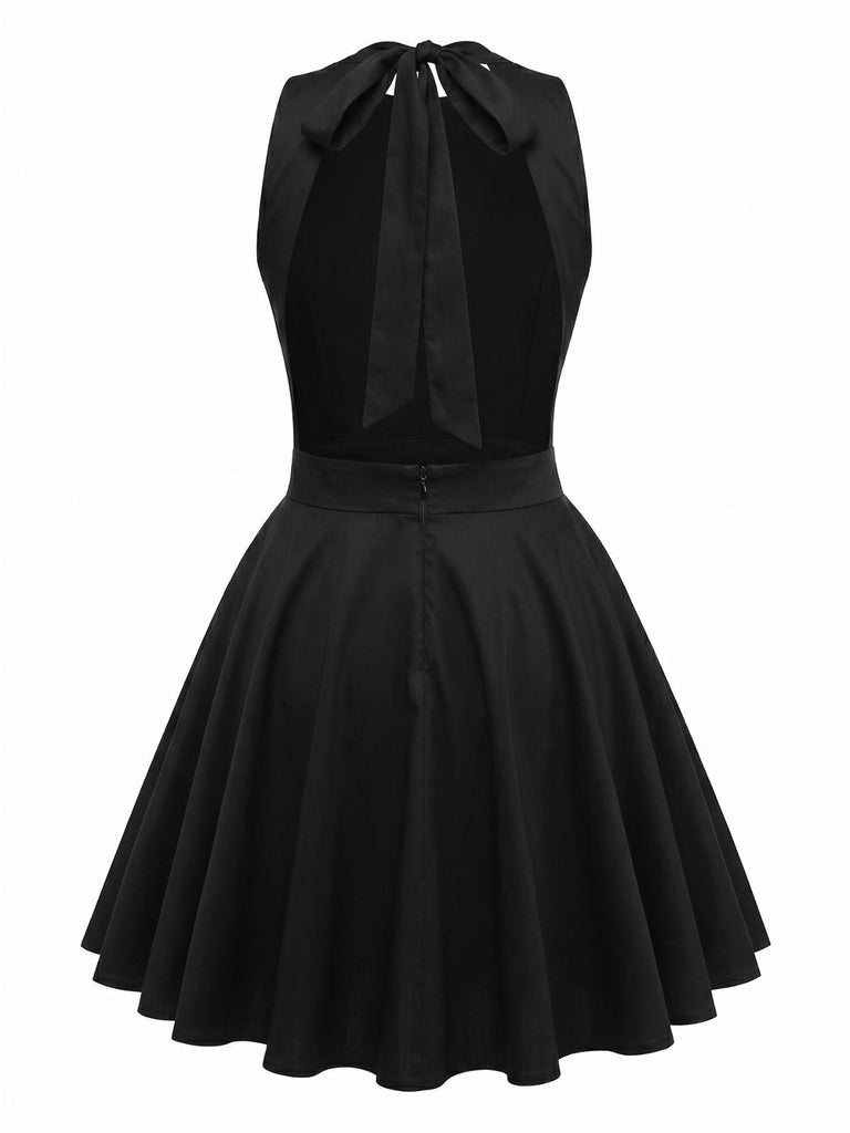 Robe Évasée Dos-Nu Sans Manches Imprimé Floral Années 1960