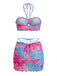 Ensemble 2 Pièces Bikini Dos-Nu Floral & Cache-Maillot Moulant Années 1960