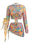 Bikini Floral et Paréo Manches Longues Années 1960