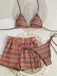 Ensemble Bikini Triangle Dos-Nu Rayé en Maille Années 1960