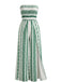 Combinaison Bustier à Rayures Fendue Vert Années 60