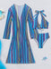 Ensemble Bikini Lacé à Rayures Verticales et Cache-Maillot Années 60