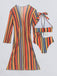 Ensemble Bikini Lacé à Rayures Verticales et Cache-Maillot Années 60