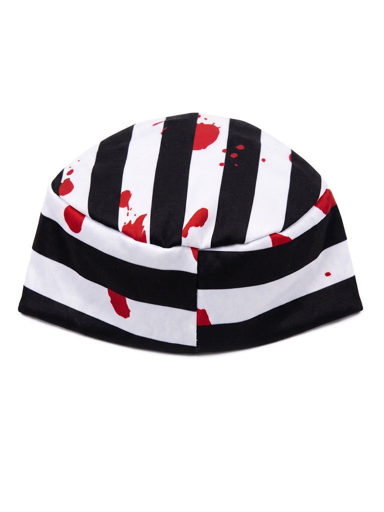 Robe courte Halloween de prisonnier rayée à éclaboussures de sang années 1970 - 4