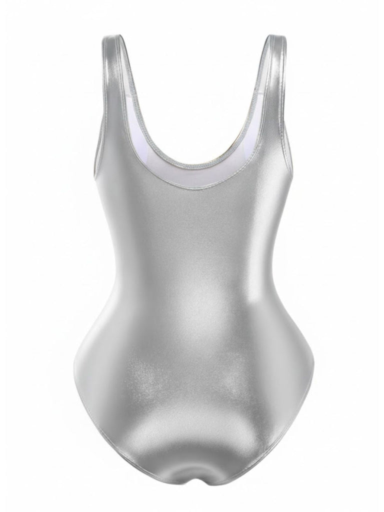 Maillot de Bain Une Pièce Col Arrondi Métallisé Années 70