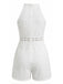Combishort Halter Col Rond Floral Ajouré Années 70