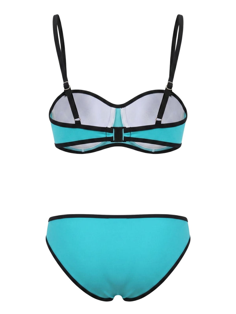 Ensemble Bikini à Bretelles Fines Bicolore Années 70