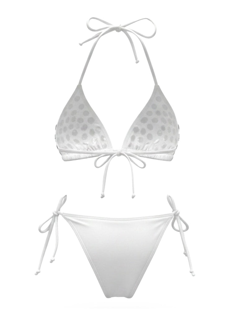 Ensemble Bikini Triangle Halter Strass Années 80